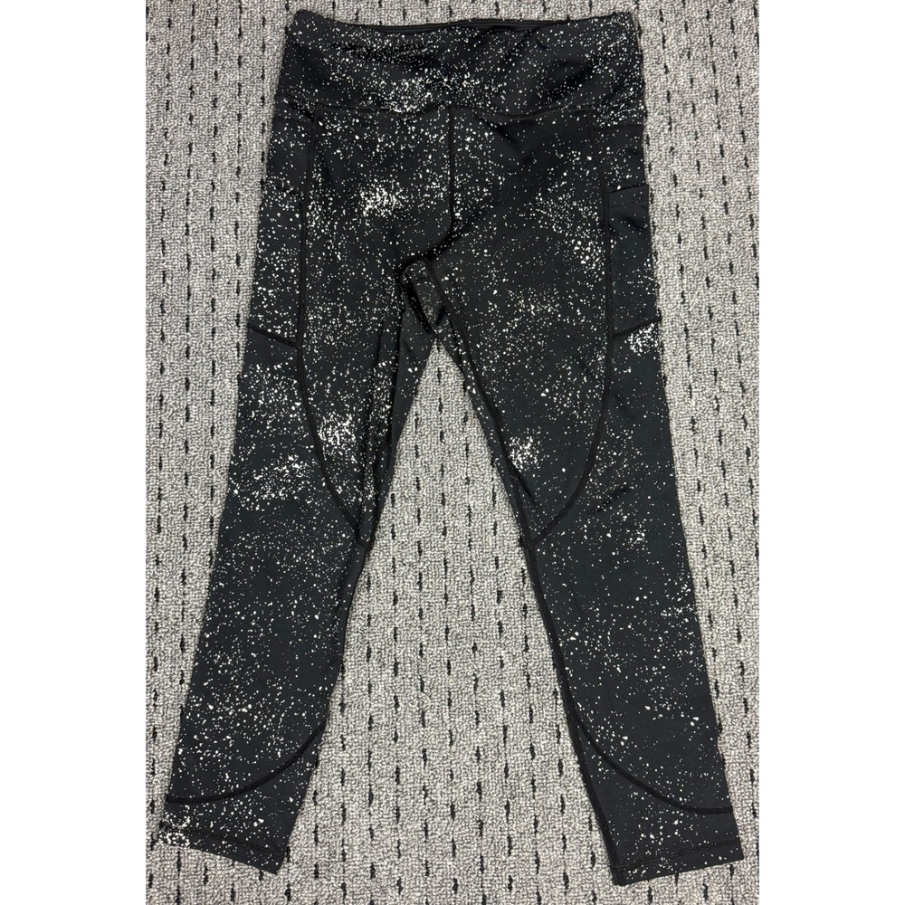 ZYIA Active Women's Black Splatter Print Capris Leggings Size 12‎